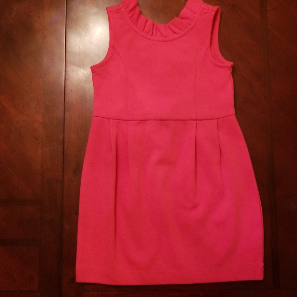 Bright pink ruffle collar dress